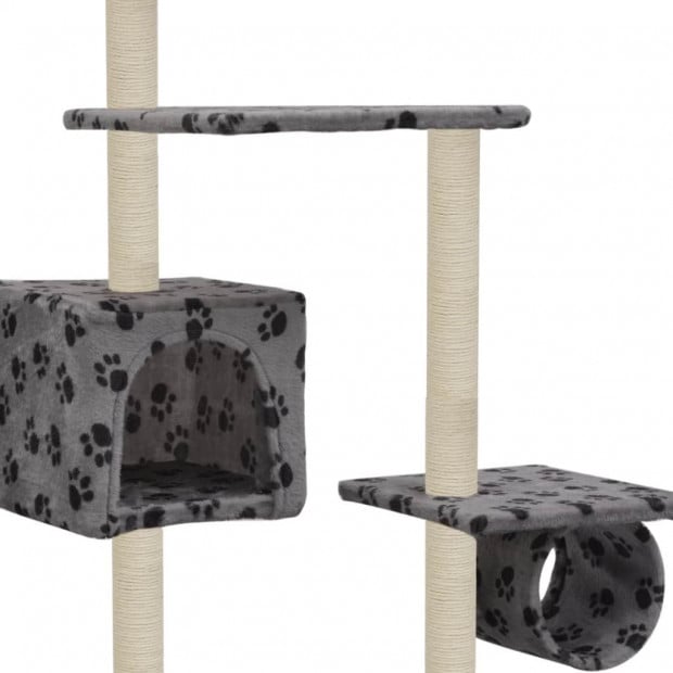 Cat Tree With Sisal Scratching Posts 260 Cm Grey Paw Prints Image 4