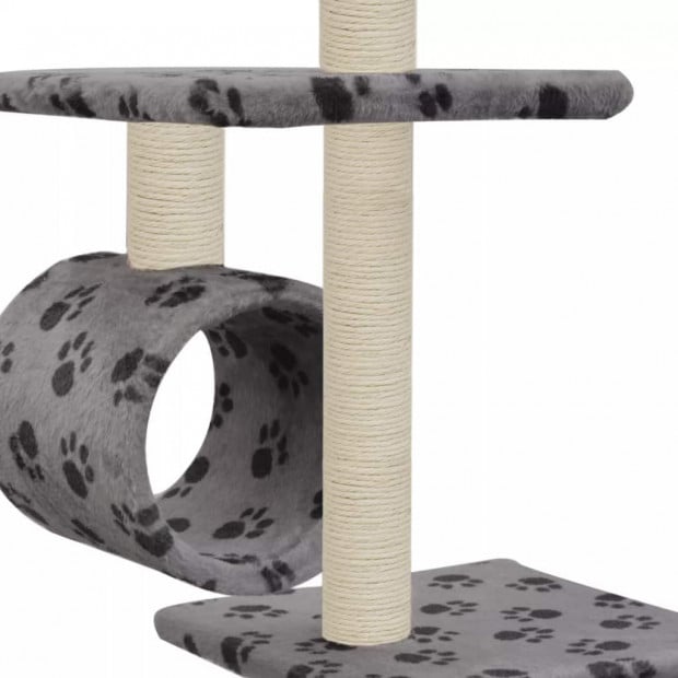 Cat Tree With Sisal Scratching Posts 260 Cm Grey Paw Prints Image 5