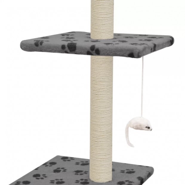 Cat Tree With Sisal Scratching Posts 260 Cm Grey Paw Prints Image 6