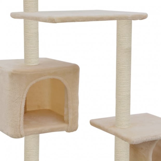 Cat Tree With Sisal Scratching Posts 260 Cm Beige Image 4