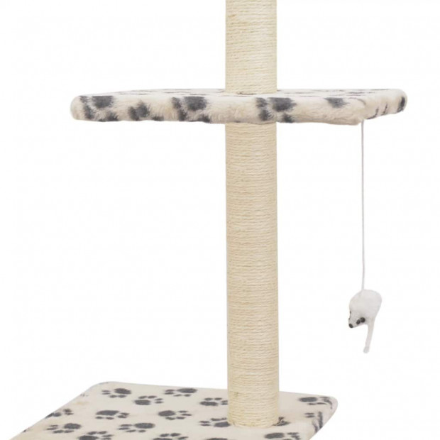 Cat Tree With Sisal Scratching Posts 260 Cm Beige Paw Prints Image 6