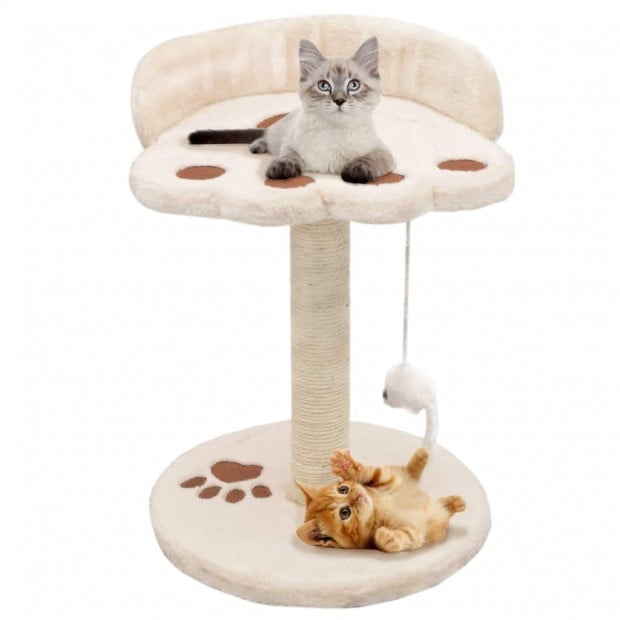 Cat Tree With Sisal Scratching Post 40 Cm Beige And Brown