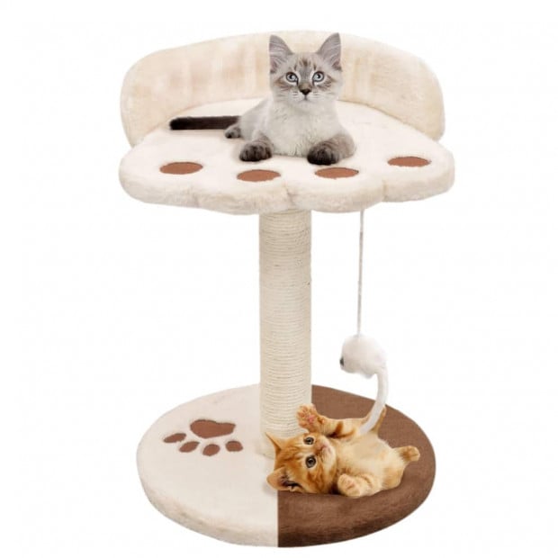 Cat Tree With Sisal Scratching Post 40 Cm Beige And Brown