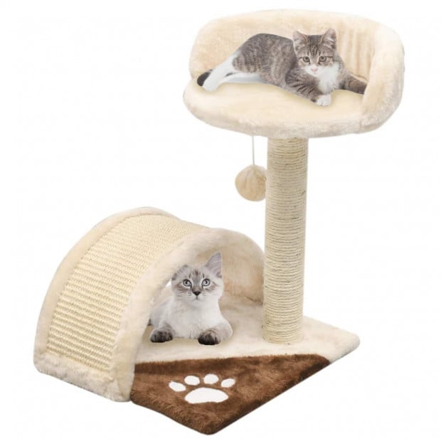 Cat Tree Sisal Scratching Post 40 Cm Beige And Brown