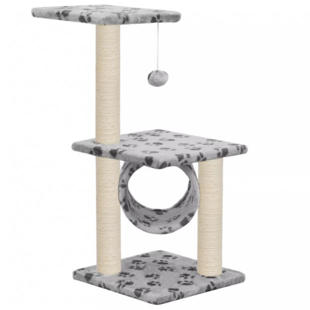 Cat Tree Sisal Scratching Posts 65 Cm Grey Paw Print Image 2