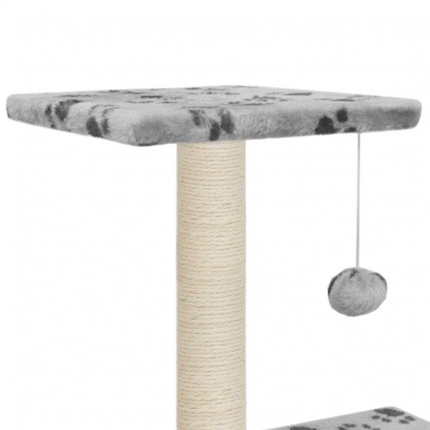 Cat Tree Sisal Scratching Posts 65 Cm Grey Paw Print Image 5
