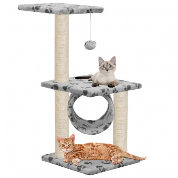 Cat Tree Sisal Scratching Posts 65 Cm Grey Paw Print