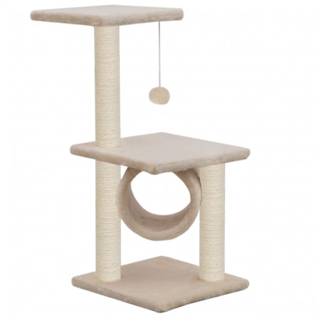 Cat Tree With Sisal Scratching Posts 65 Cm Beige Image 3