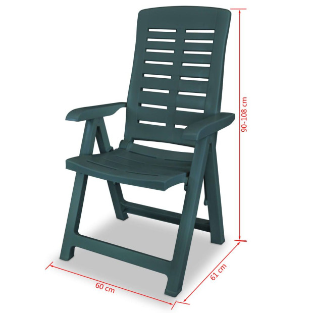 Reclining Garden Chairs 6 Pcs Plastic Green Image 8