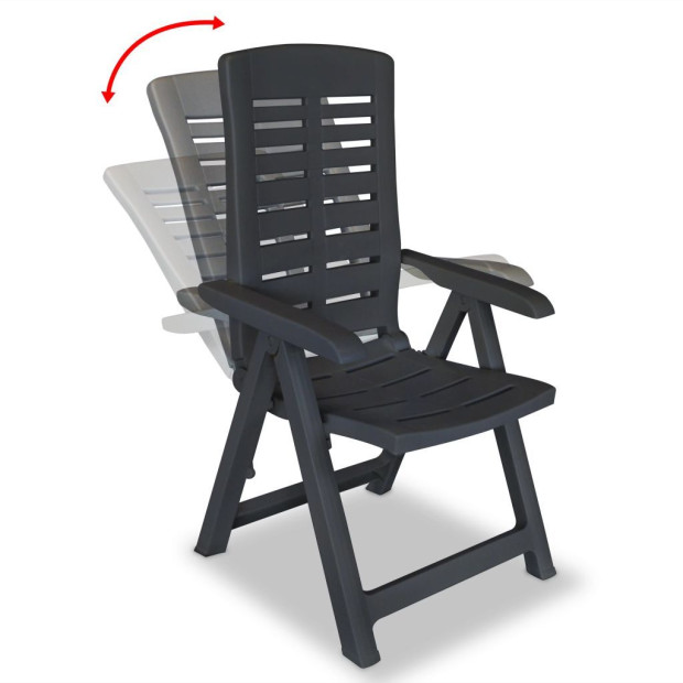 Reclining Garden Chairs 6 Pcs Plastic Anthracite Image 2