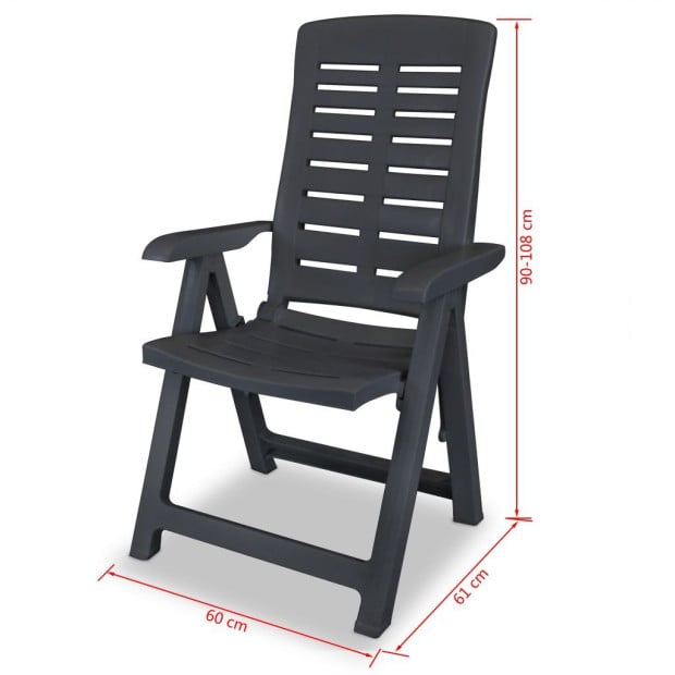 Reclining Garden Chairs 6 Pcs Plastic Anthracite Image 8