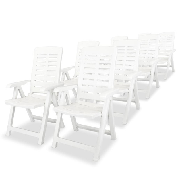 9 Piece Outdoor Dining Set Plastic White Image 3