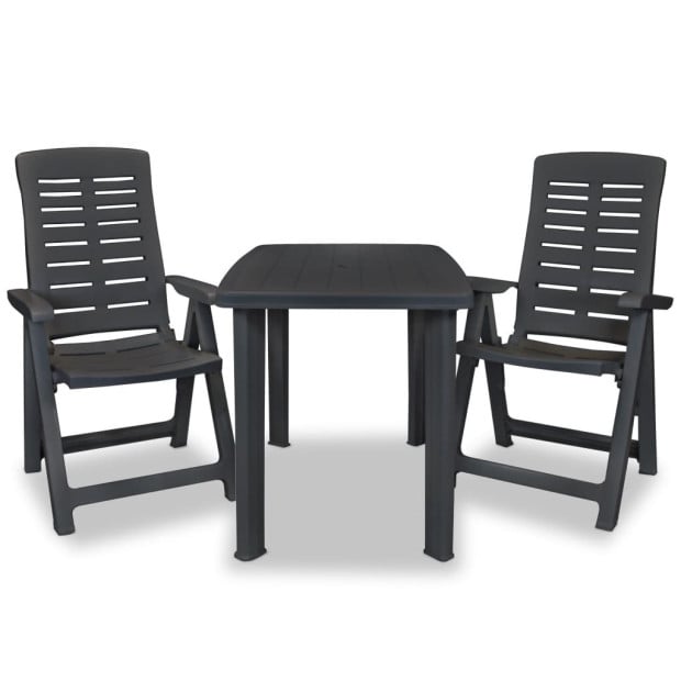 3 Piece Bistro Set Plastic Anthracite Image 3