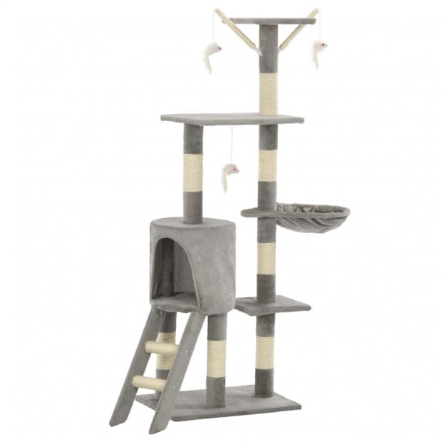 Cat Tree With Sisal Scratching Posts 138 Cm Grey Image 2