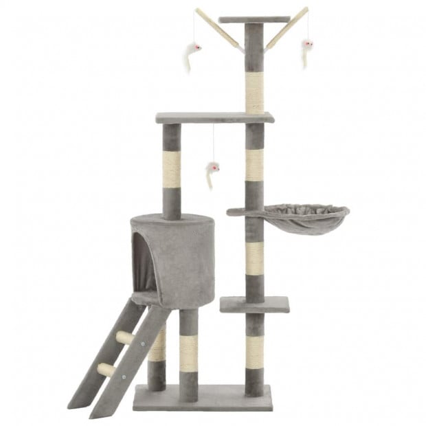 Cat Tree With Sisal Scratching Posts 138 Cm Grey Image 3