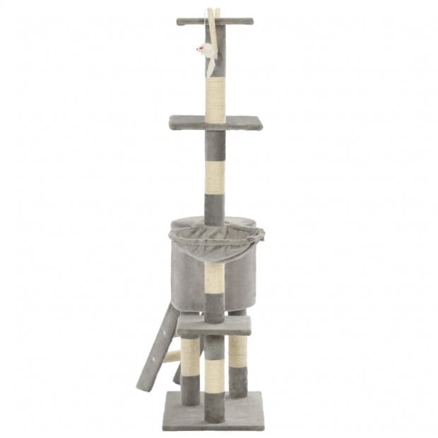 Cat Tree With Sisal Scratching Posts 138 Cm Grey Image 5
