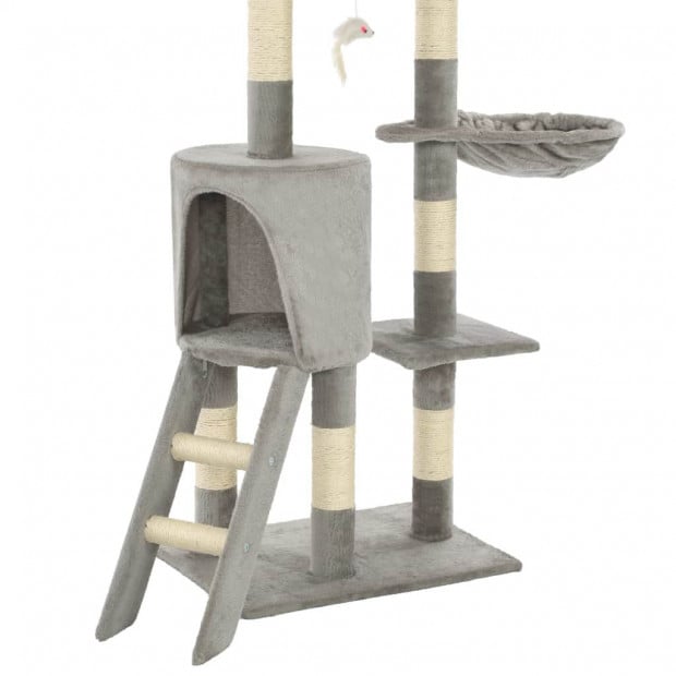 Cat Tree With Sisal Scratching Posts 138 Cm Grey Image 8
