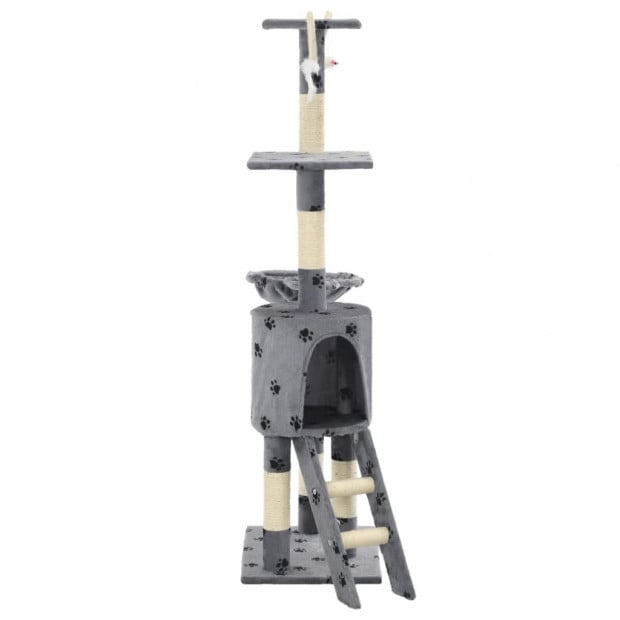 Cat Tree With Sisal Scratching Posts 138 Cm Grey Paw Prints Image 4