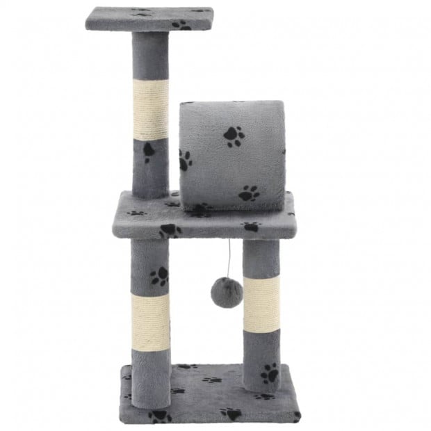 Cat Tree With Sisal Scratching Poasts 65 Cm Grey Paw Prints Image 3