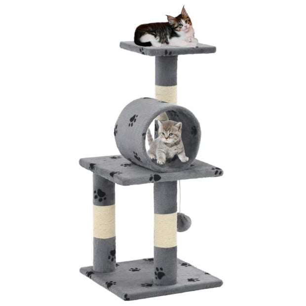 Cat Tree With Sisal Scratching Poasts 65 Cm Grey Paw Prints