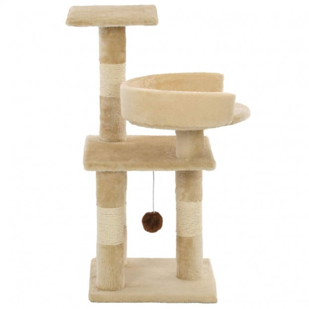 Cat Tree With Sisal Scratching Posts 65 Cm Beige Image 3