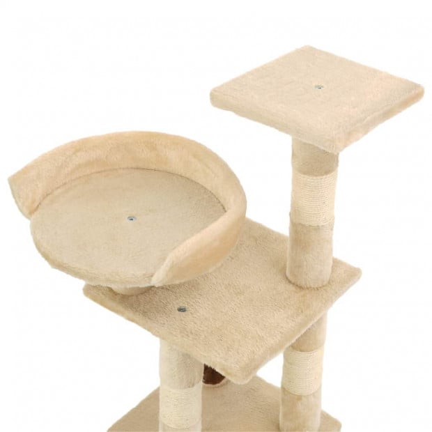 Cat Tree With Sisal Scratching Posts 65 Cm Beige Image 4