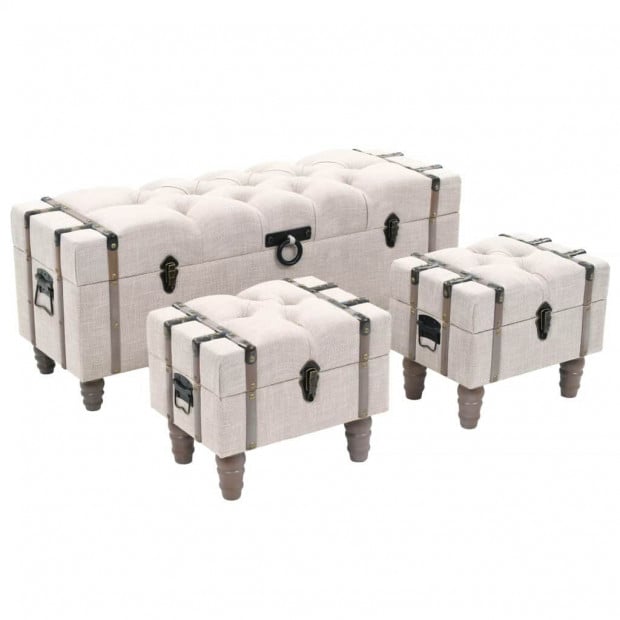 Storage Bench Set 3 Pcs 112x37x45 Cm Solid Wood And Steel