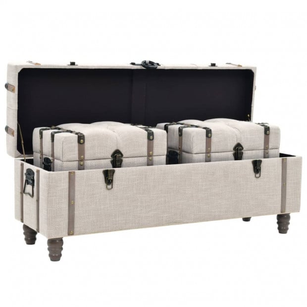Storage Bench Set 3 Pcs 112x37x45 Cm Solid Wood And Steel Image 11
