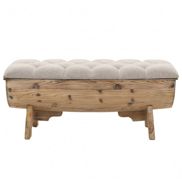 Storage Bench 103x51x44 Cm Solid Wood And Fabric Image 2