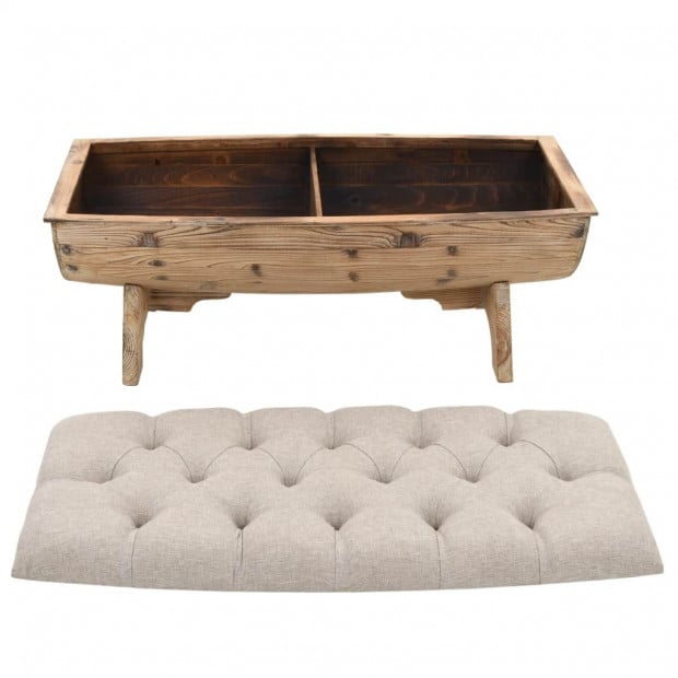 Storage Bench 103x51x44 Cm Solid Wood And Fabric Image 4