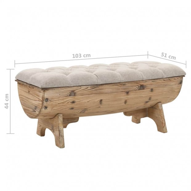 Storage Bench 103x51x44 Cm Solid Wood And Fabric Image 8