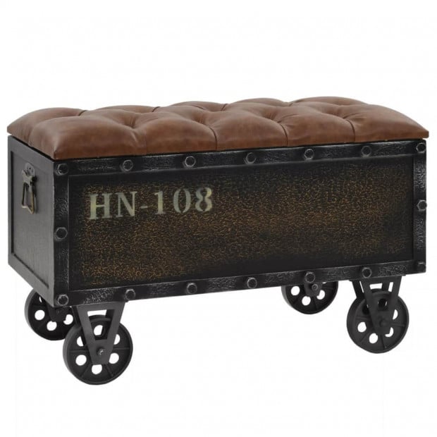 Storage Bench 80.5x41x50 Cm Solid Wood And Artificial Leather