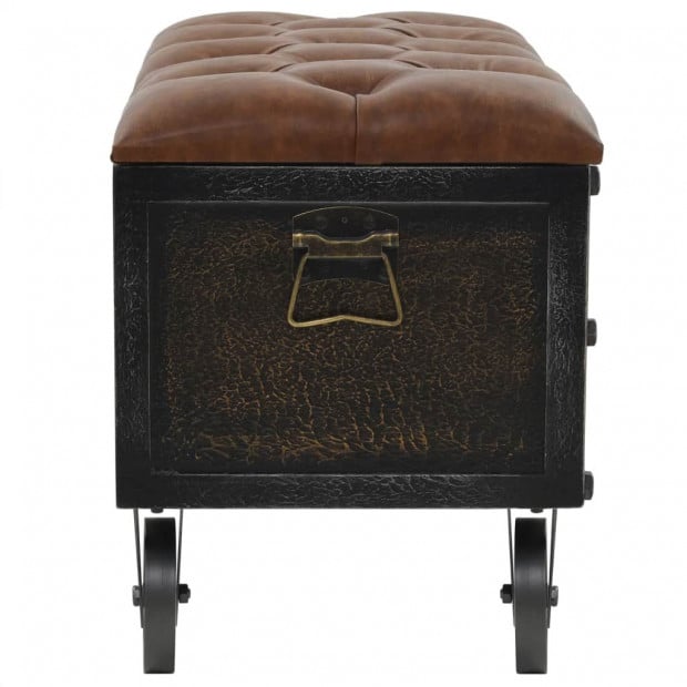 Storage Bench 80.5x41x50 Cm Solid Wood And Artificial Leather Image 5
