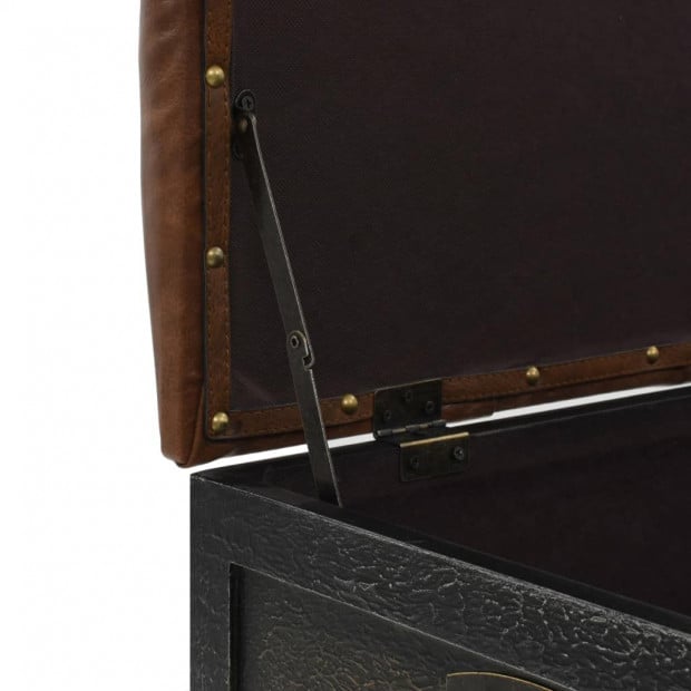 Storage Bench 80.5x41x50 Cm Solid Wood And Artificial Leather Image 7
