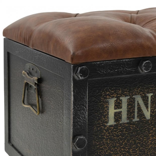 Storage Bench 80.5x41x50 Cm Solid Wood And Artificial Leather Image 8