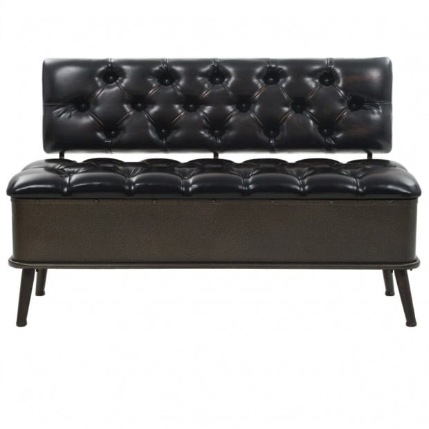 Storage Bench With Backrest Faux Leather 120x52x75 cm Image 2
