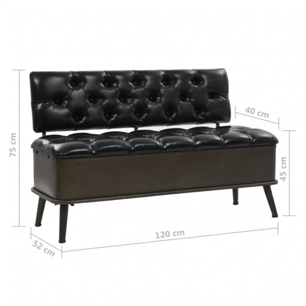 Storage Bench With Backrest Faux Leather 120x52x75 cm Image 9