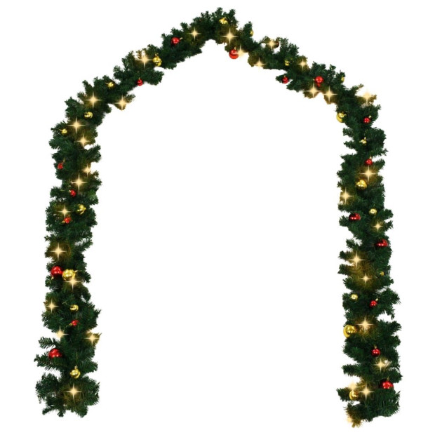 Christmas Garland Decorated With Baubles And Led Lights 10 M Image 3