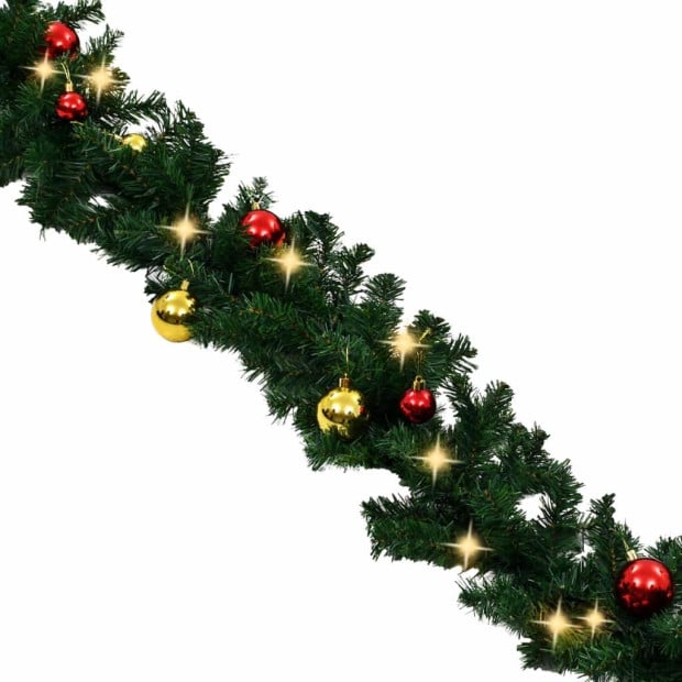 Christmas Garland Decorated With Baubles And Led Lights 10 M Image 6