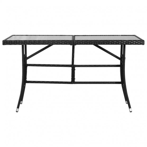 Garden Table Black 140x80x74 Cm Poly Rattan Image 2