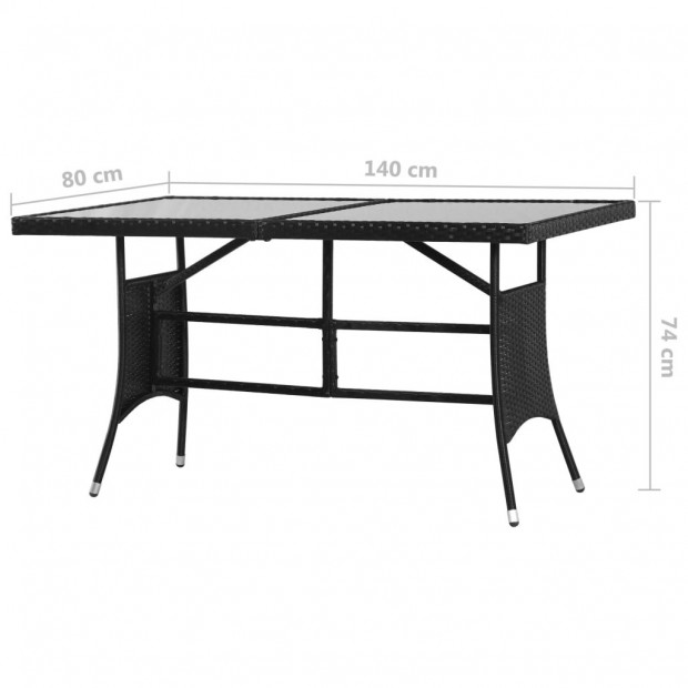Garden Table Black 140x80x74 Cm Poly Rattan Image 6