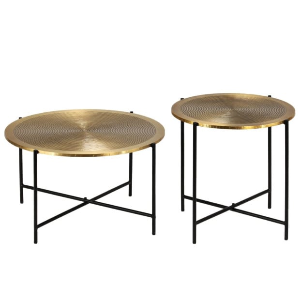Table Set 2 Pieces Brass-covered Mdf Image 8