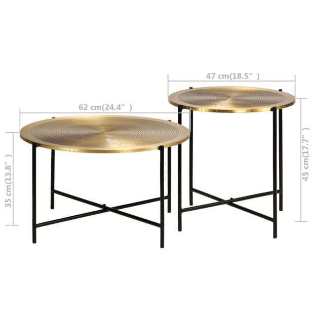 Table Set 2 Pieces Brass-covered Mdf Image 9
