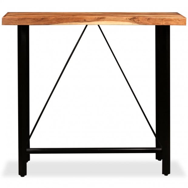 5 Piece Bar Set Solid Sheesham Wood And Genuine Leather Image 3