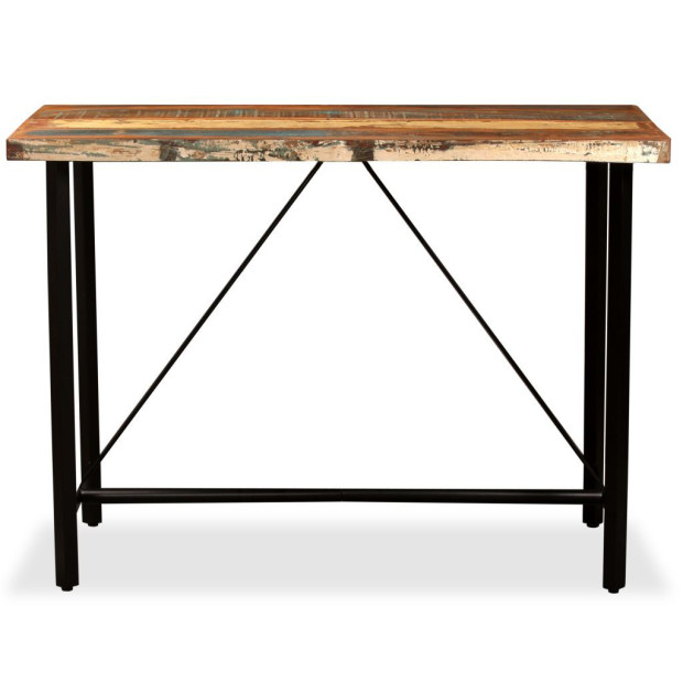 5 Piece Bar Set Solid Reclaimed Wood And Genuine Leather Image 3