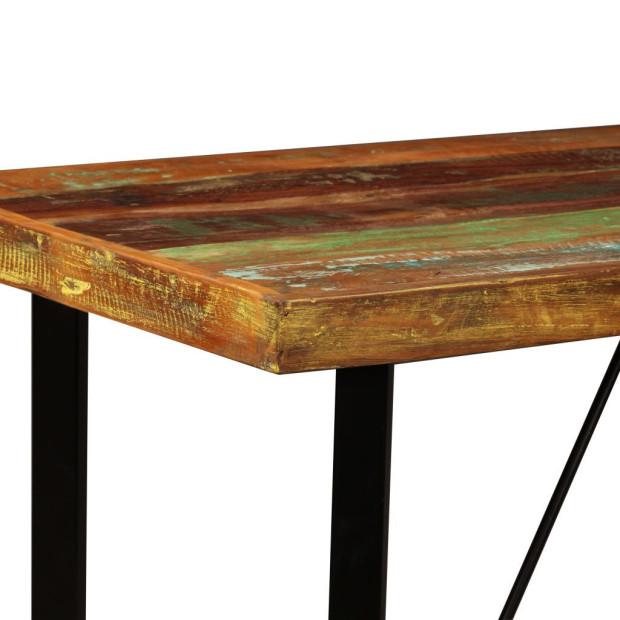 5 Piece Bar Set Solid Reclaimed Wood And Genuine Leather Image 4