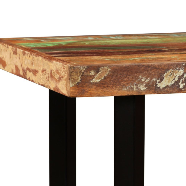 5 Piece Bar Set Solid Reclaimed Wood And Genuine Leather Image 6