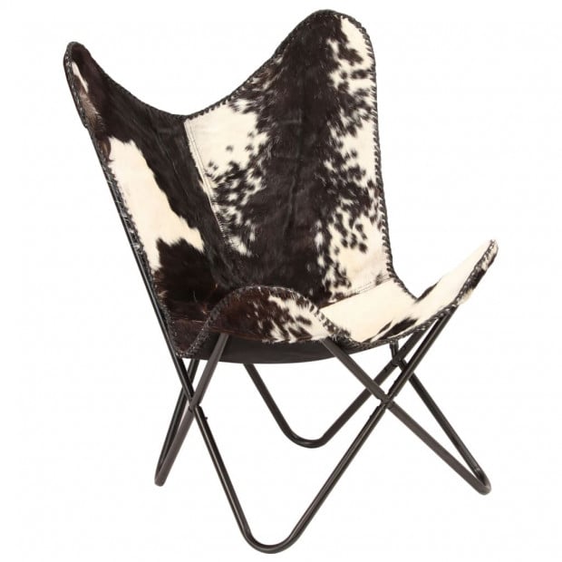 Butterfly Chair Black And White Genuine Goat Leather Image 11