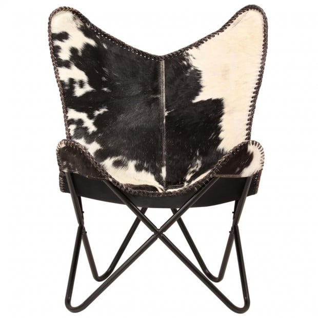 Butterfly Chair Black And White Genuine Goat Leather Image 3