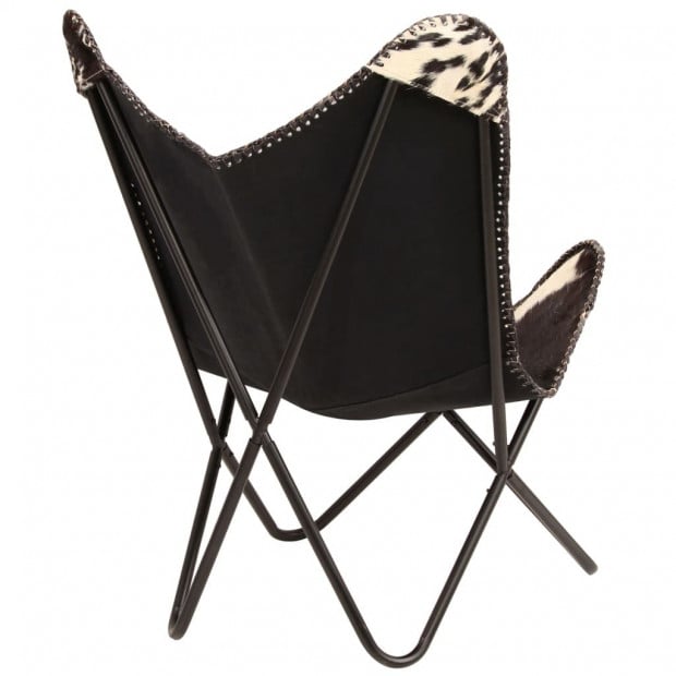 Butterfly Chair Black And White Genuine Goat Leather Image 4